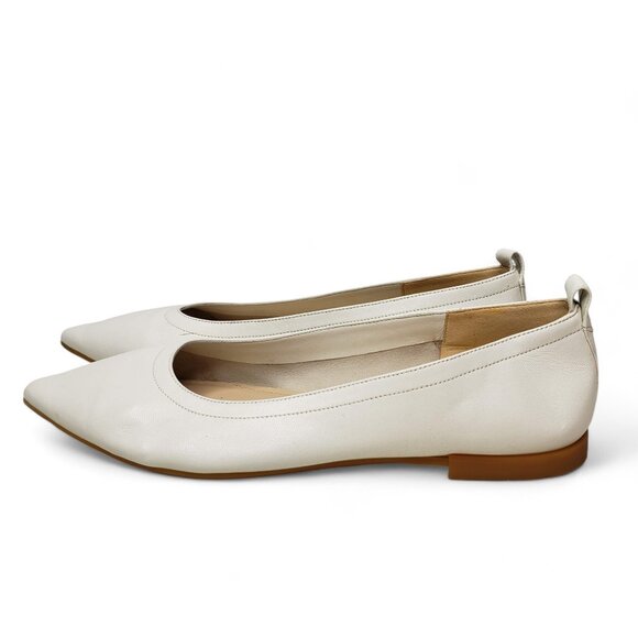 Everlane Day Glove Pointed Toe Flats Women's Antique White Leather Slip On 5.5 - Picture 3 of 8